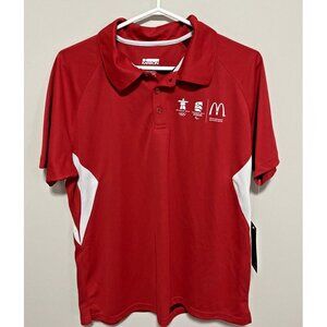 McDONALD'S Vancouver Olympics 2010 Employee Uniform Polo Red Collared Shirt Lrge